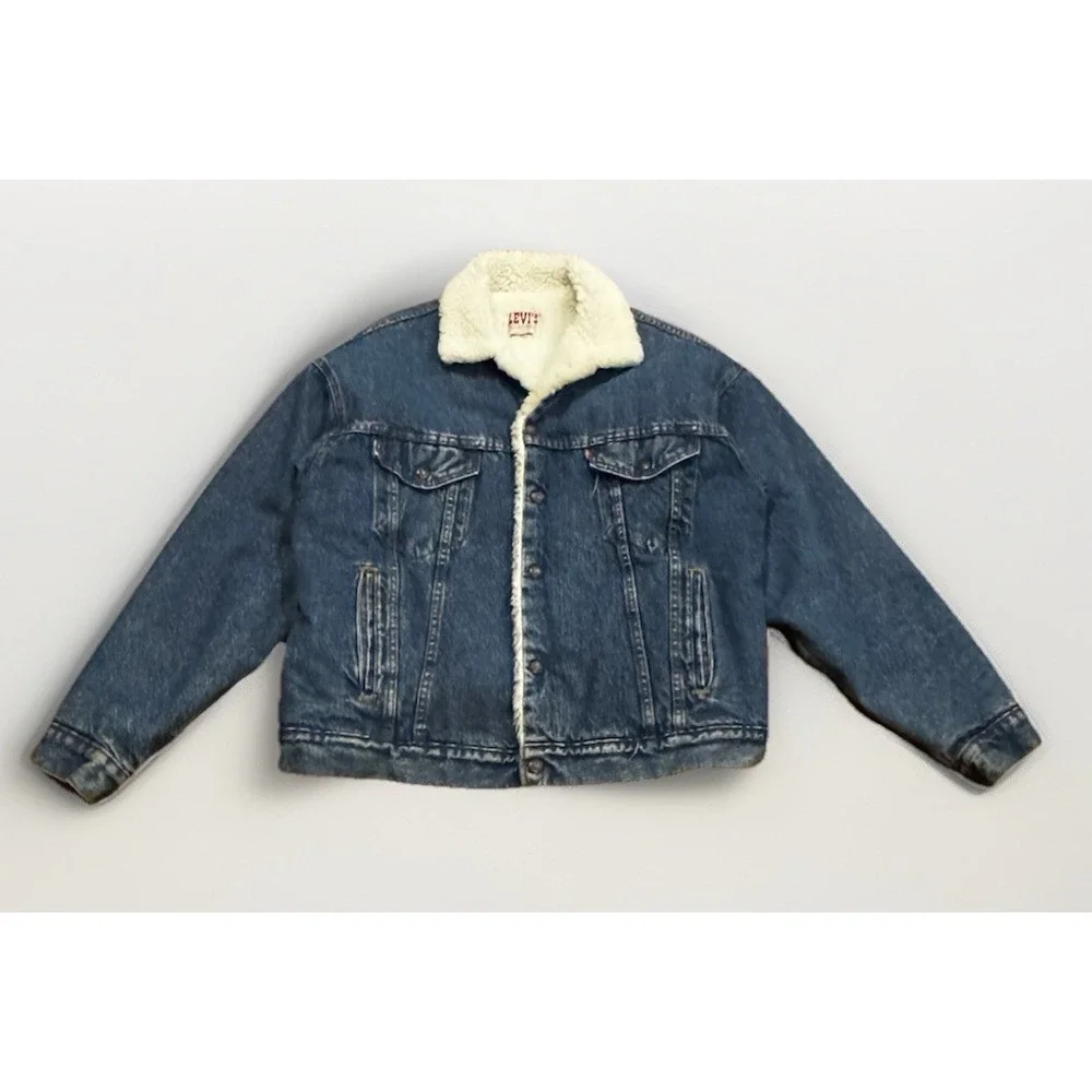 Vintage Levis Jacket Mens Large Jean Sherpa Rancher Trucker Type 3 Denim USA 80s